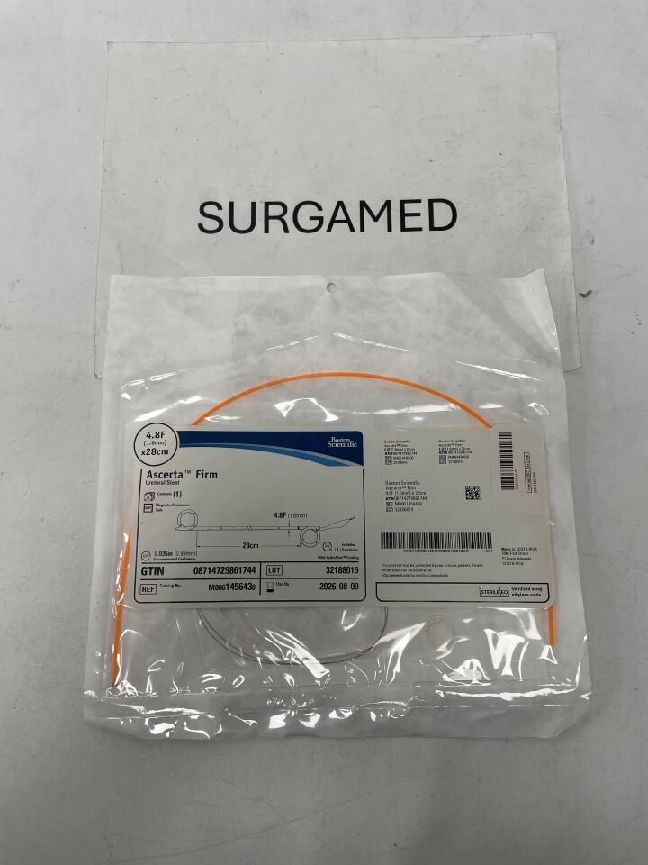 145643 - BOSTON SCIENTIFIC - Ascerta Firm Ureteral Stent - 4.8Fr x 28cm, (EA)
