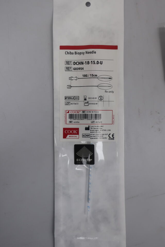 G03954 - COOK - Echo Tip Cannula Chiba Biopsy Needle, 18G, 15 cm Length, (EA)