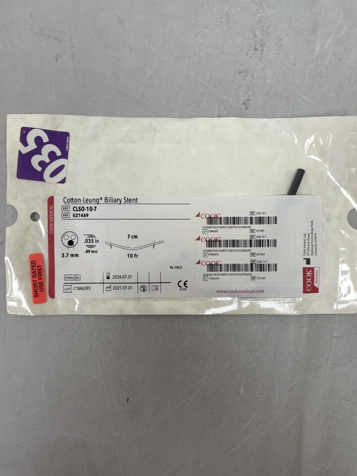 G21469 - COOK - Cotton-Leung Biliary Stent Only 10F x 7cm, (EA)