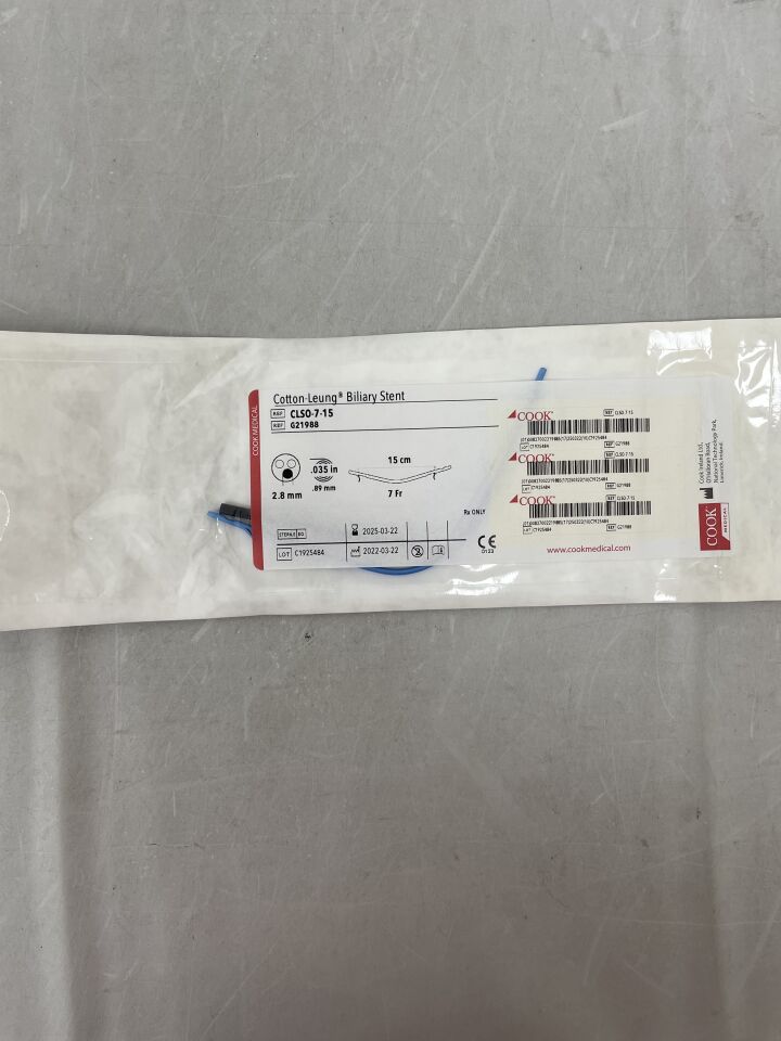 G21988 - COOK - Cotton-Leung Biliary Stent- 7Fr x 15cm, (EA)