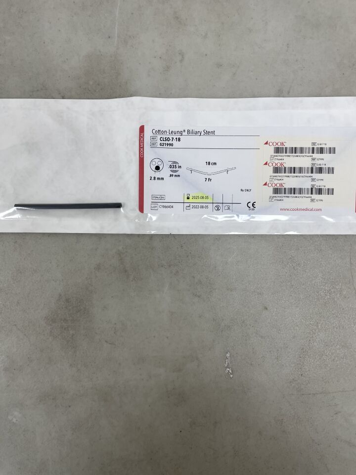 G21990 - COOK - Cotton-Leung Biliary Stent, 7 Fr x 18 cm, (EA)