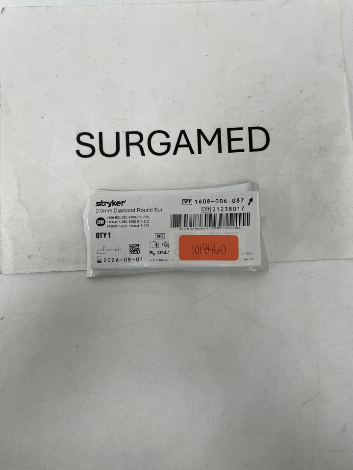 1608-006-087 - STRYKER - Diamond Round Micro Burr, 2 mm Head Diameter, 54 mm Length, (EA)