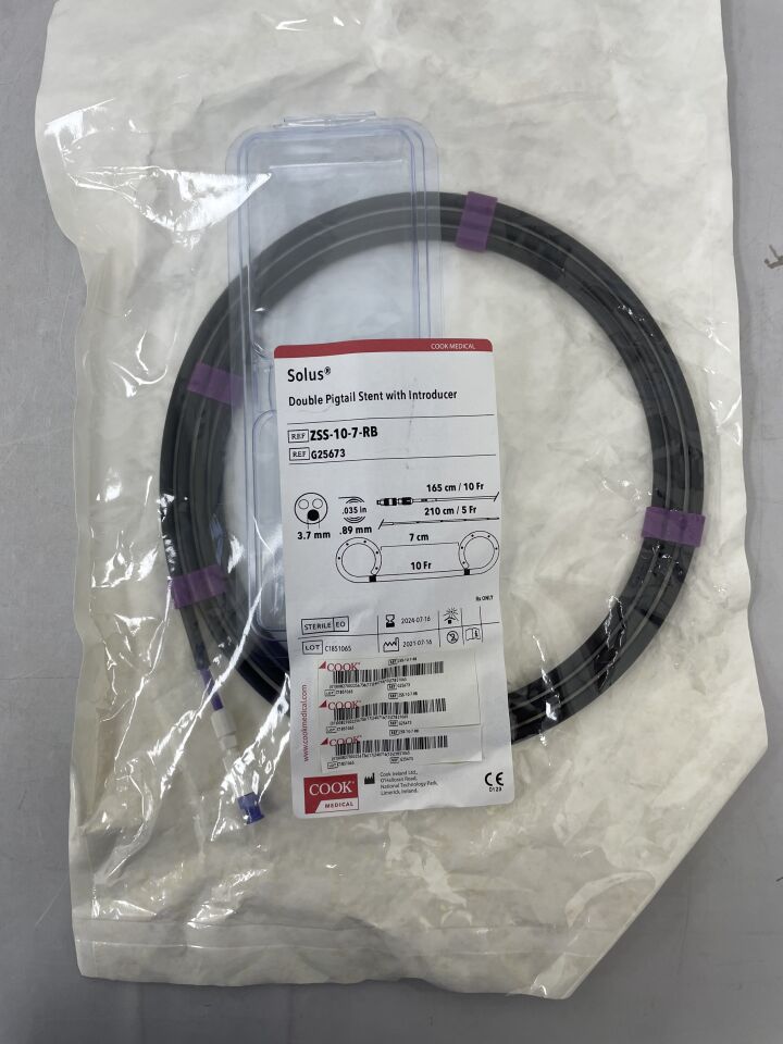 G25673 - COOK - Solus Double Pigtail Stent with Introducer, 10F x 7cm, (EA)