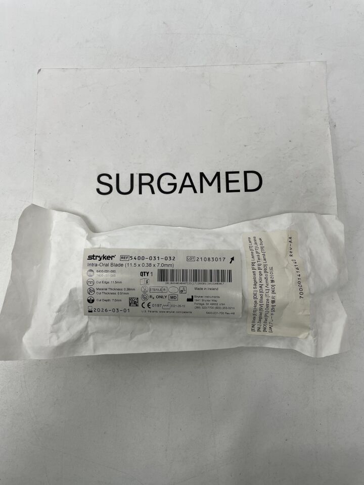 5400-031-032 - STRYKER - Intra Oral Blade, 11.5mm Cut Edge x 0.38mm Thickness x 7.0mm Depth, (EA)