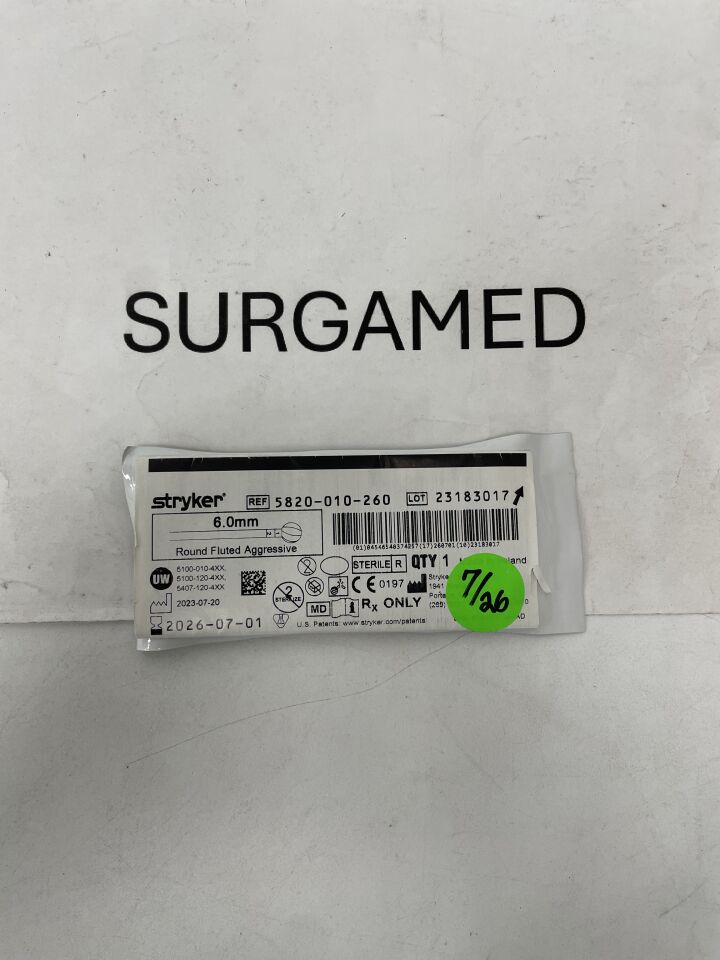 5820-010-260 - STRYKER - 6.0MM Round Fluted Aggressive, (EA)