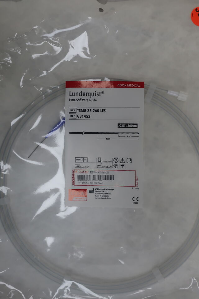 G31453 - COOK - Lunderquist Straight Tip Extra-Stiff Wire Guide, 0.035 in. dia. x 260 cm Length, (EA)