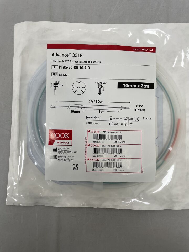 G34373 - COOK - Advance 35LP: Low Profile PTA Balloon Dilatation Catheter: 10MM X 2CM X 80CM, (EA)