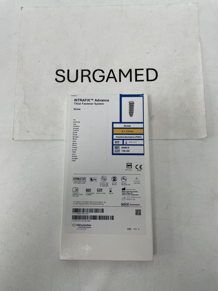 254815 - DEPUY - Intrafix Advance Tibial Fastener System PEEK Screw - 8 x 23mm, (BX/1)