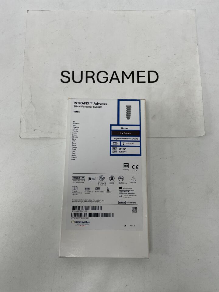 254824 - DEPUY - Intrafix Advance Tibial Fastener System PEEK Screw - 11 x 30mm, (BX/1)