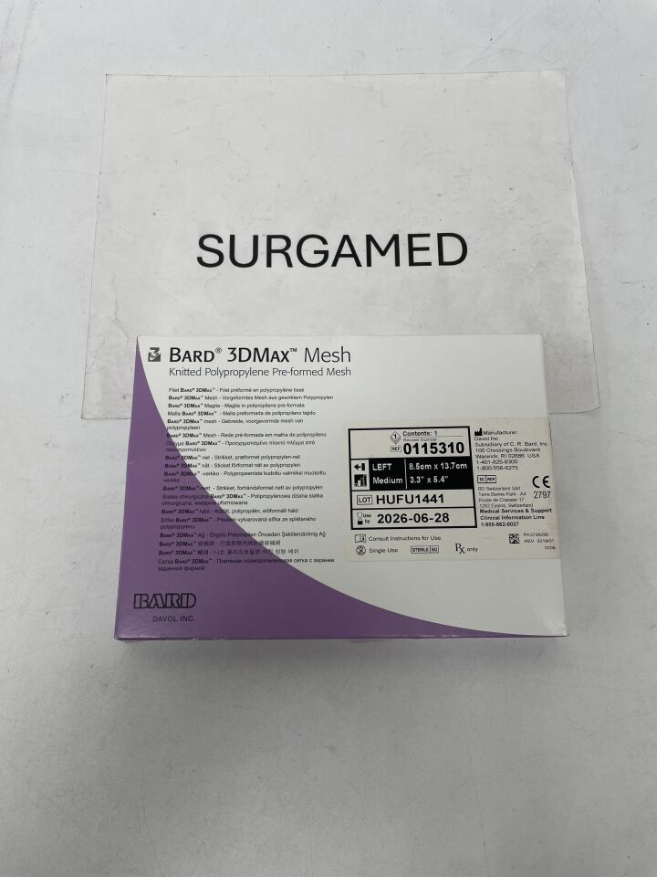 0115310 - BARD - 3DMax Mesh, Knitted Polypropylene Pre-Formed, Left, 3.3in X 5.4in, (BX/1)