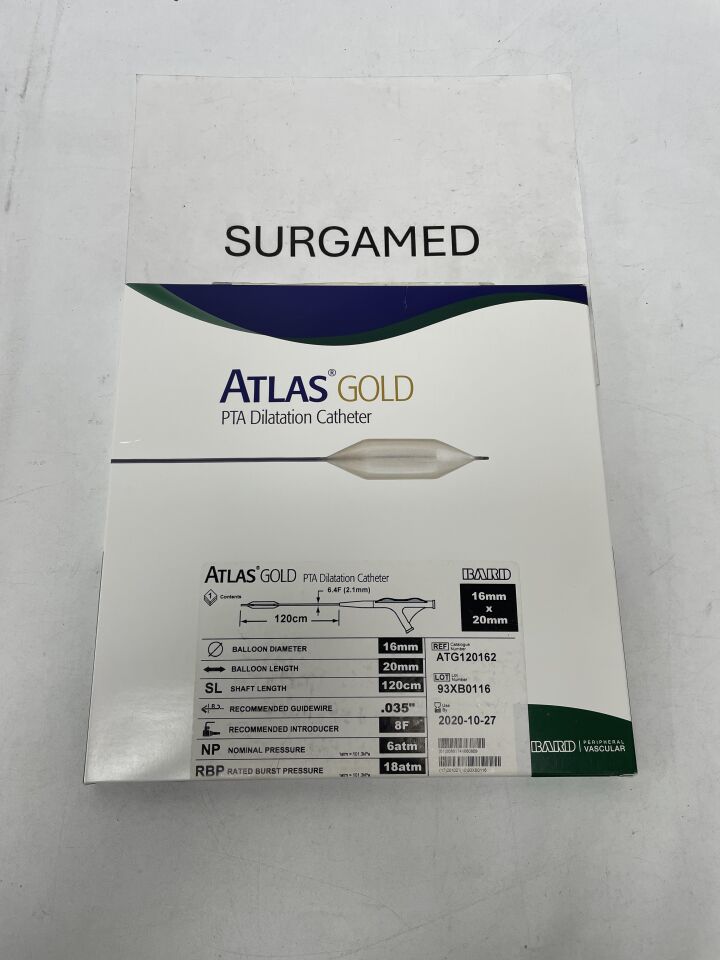 ATG120162 - BARD - Atlas Gold PTA Dilatation Catheter - 16mm x 20mm x 120cm, (BX/1)