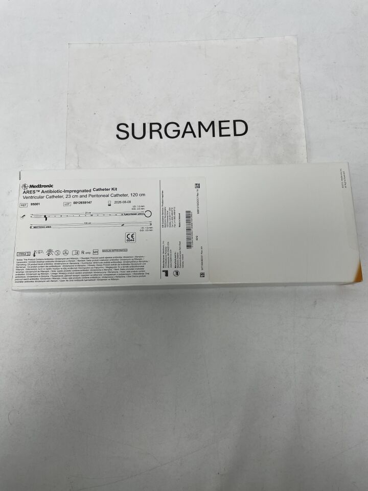95001 - MEDTRONIC - ARES Antibiotic-Impregnated Ventricular (23cm) and Peritoneal (120cm) Catheters, (BX/1)