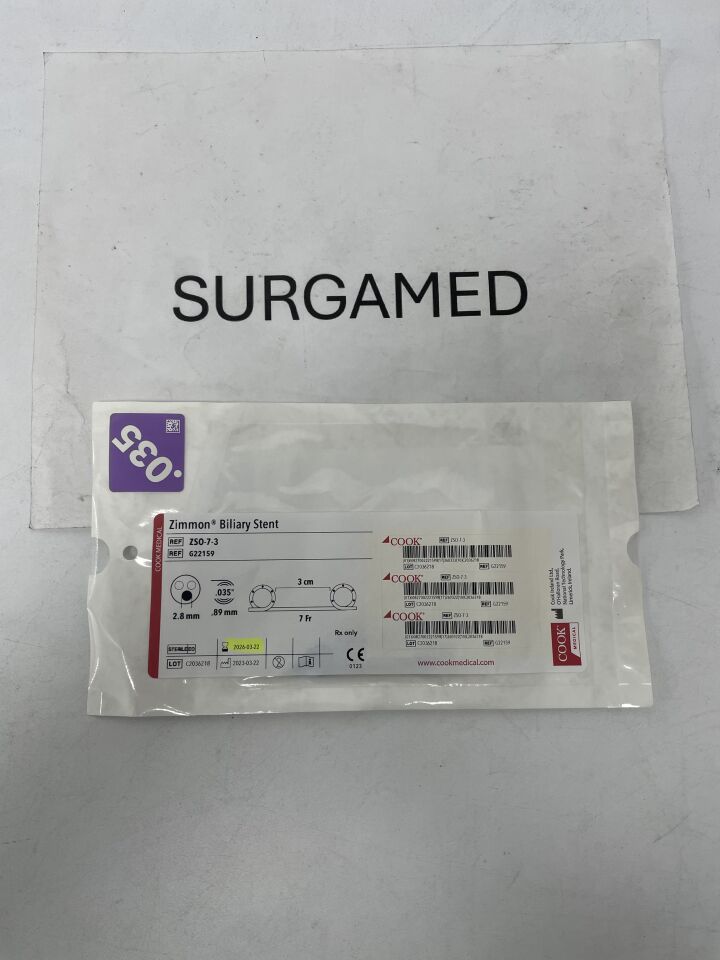 G22159 - COOK - Zimmon Biliary Stent - 7Fr x 3cm, (EA)