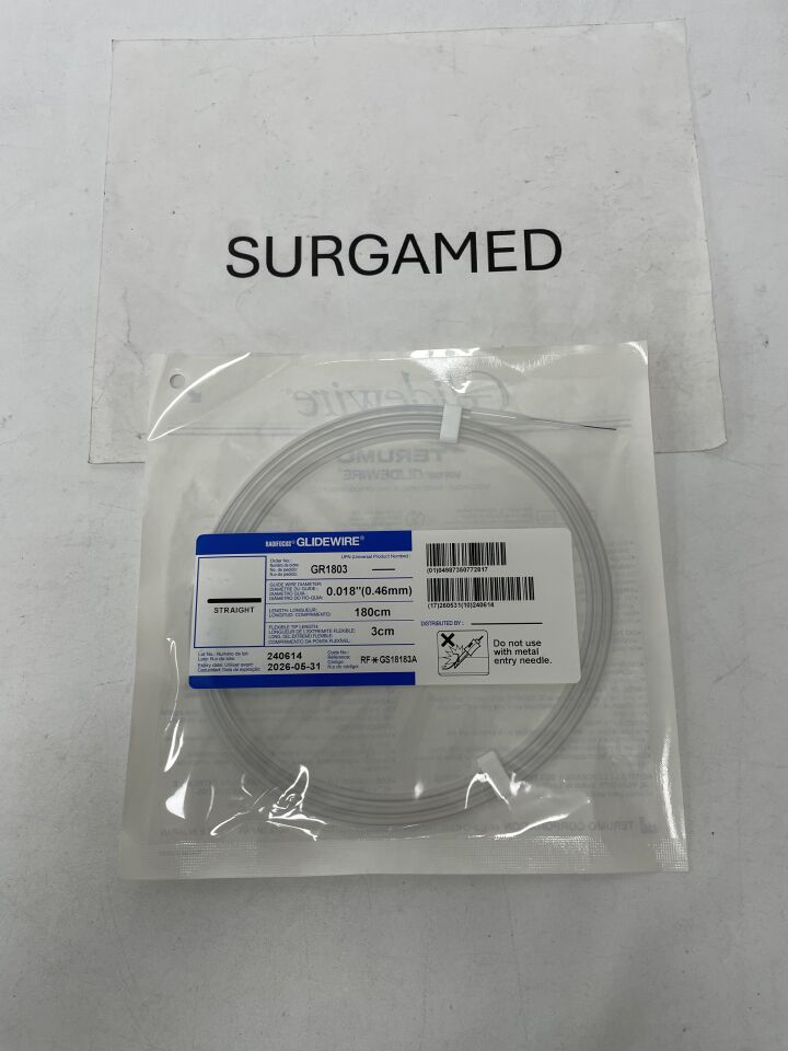 GR1803 - TERUMO - Radifocus Glidewire -Straight - .018" x 180cm x 3cm, (EA)