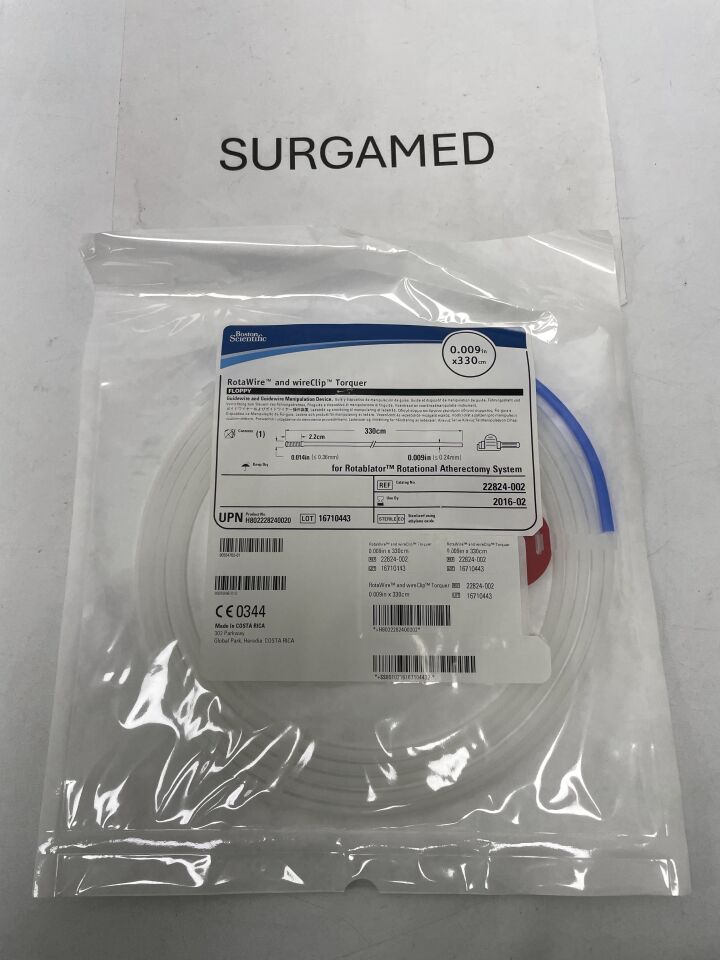 22824002 - BOSTON SCIENTIFIC - RotaWire Floppy Guidewire with WireClip Torquer, 0.009 in. dia. x 330 cm Length, (EA)