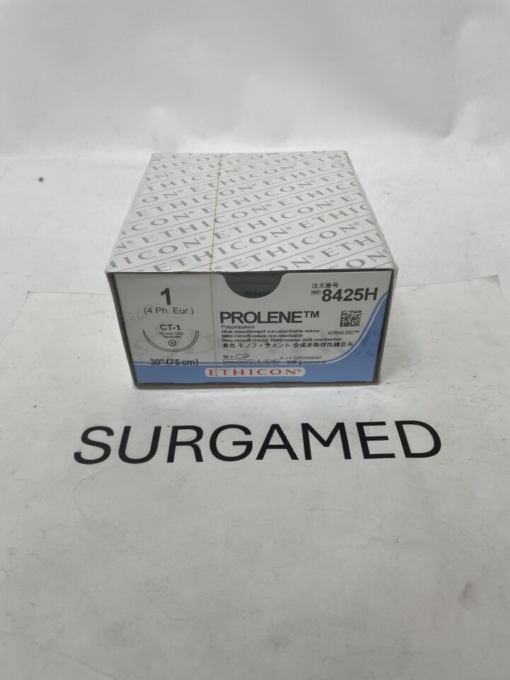 8425H - ETHICON - Prolene Non-Absorbable Monofilament Polypropylene Suture, Size 1, 30 in. Length, CT-1 Needle, (BX/36)