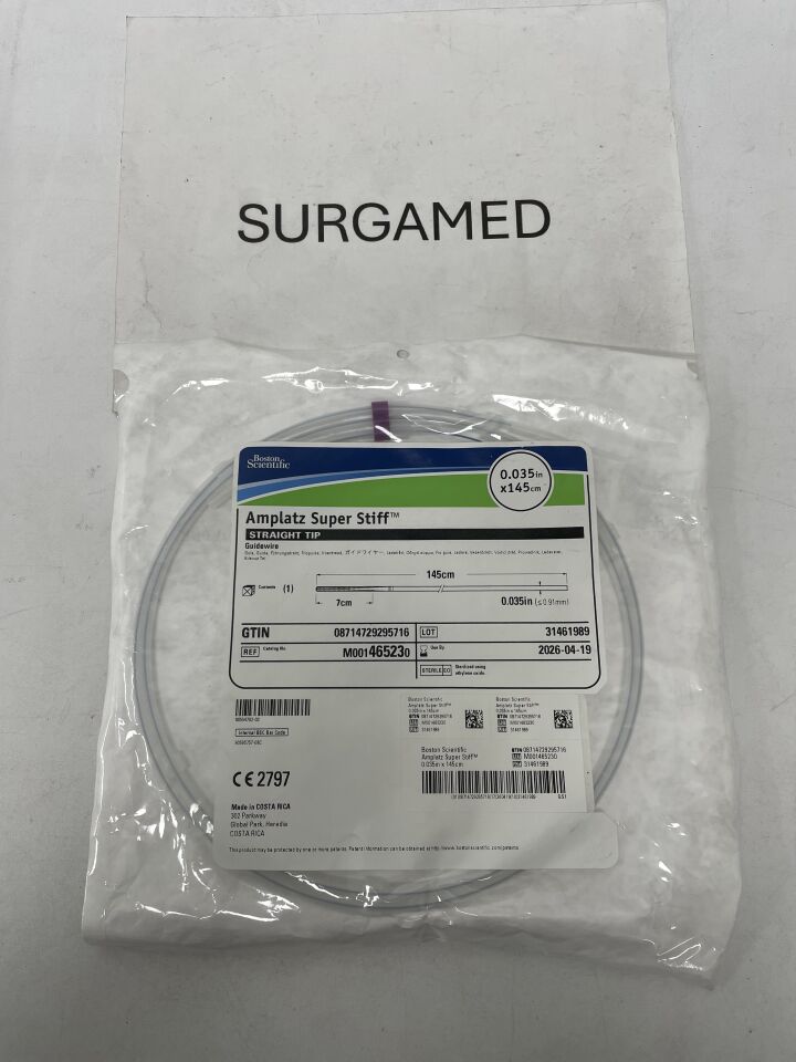 46523 - BOSTON SCIENTIFIC - Amplatz Super Stiff Guidewire - Straight Tip - .035" x 145cm, (EA)