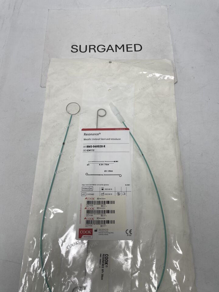 G34112 - COOK - Resonance Metallic Ureteral Stent Set, 6 Fr x 28 cm Length, (EA)