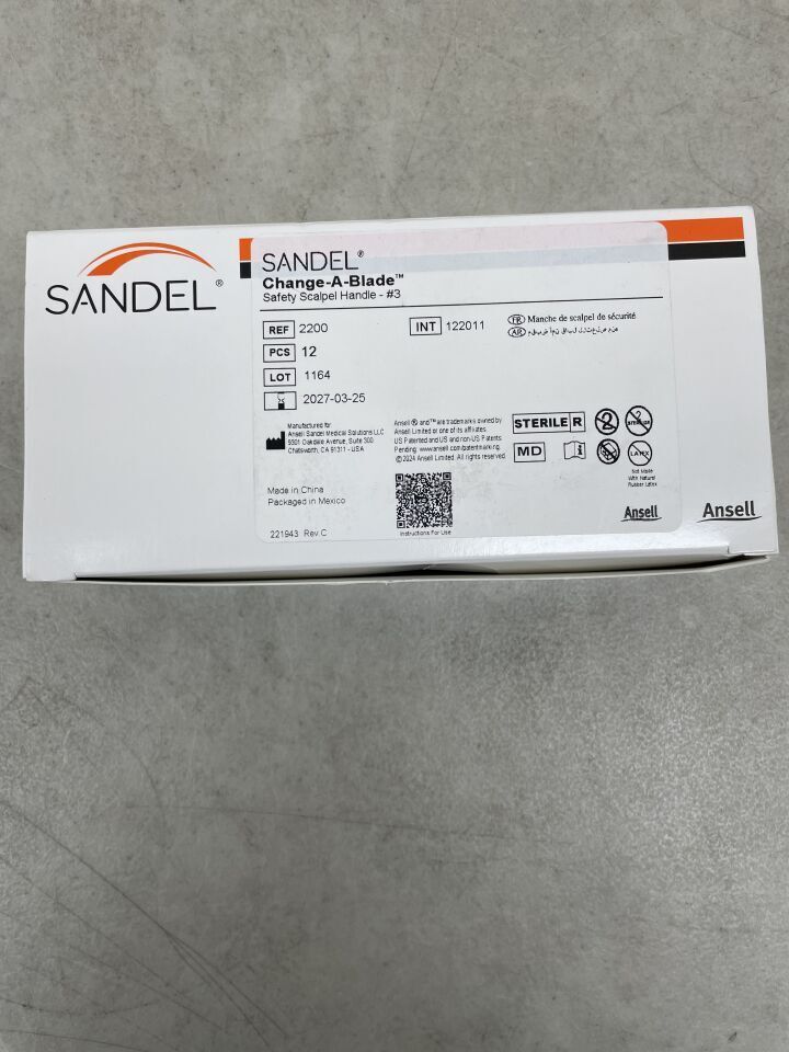 2200 - ANSELL SANDEL - Change-A-Blade Safety Scalpel Handle #3, (BX/12)