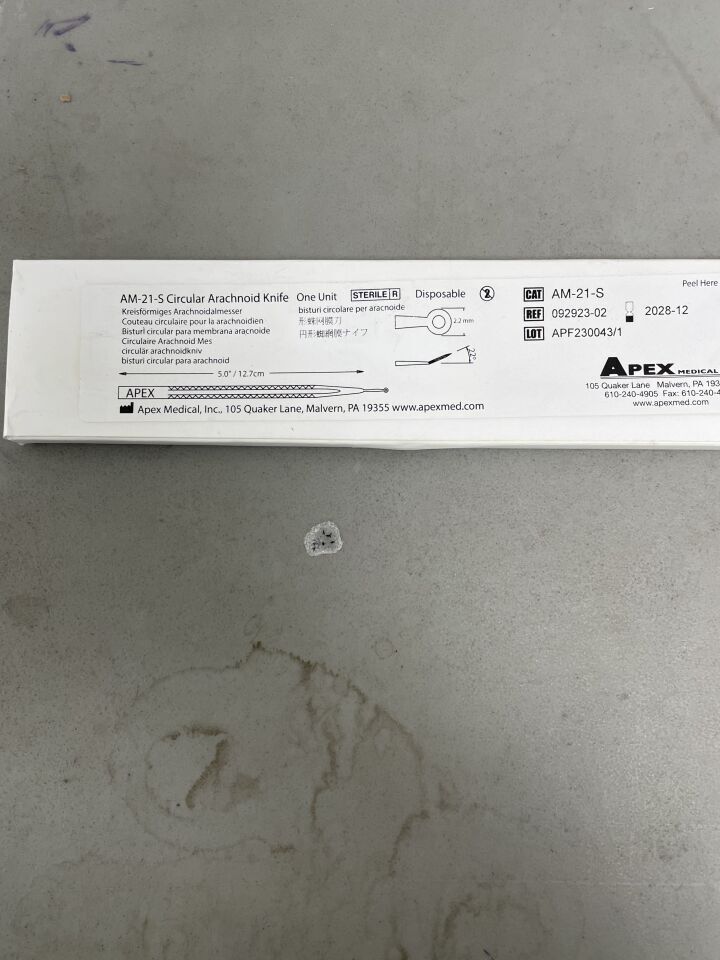 AM-21-S - APEX MEDICAL - Circular Arachnoid Knife, 12.7cm, (BX/1)