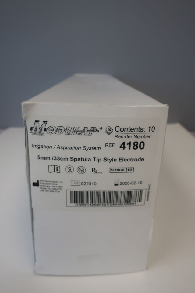 4180 - ATC TECHNOLOGIES - modulap 4180 modulap mono polar electrode probe, 5mm x 33cm, spatula tip, disposable, (BX/10)