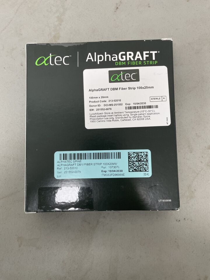 213-52010 - ATEC SPINE - ALPHAGRAFT DBM FIBER STRIP, 100 x 20mm, (BX/1)