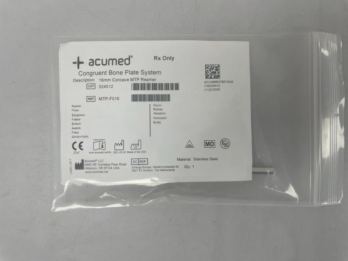 MTP-F016 - ACUMED - Congruent Bone Plate System, 16mm Concave MTP Reamer, (EA)