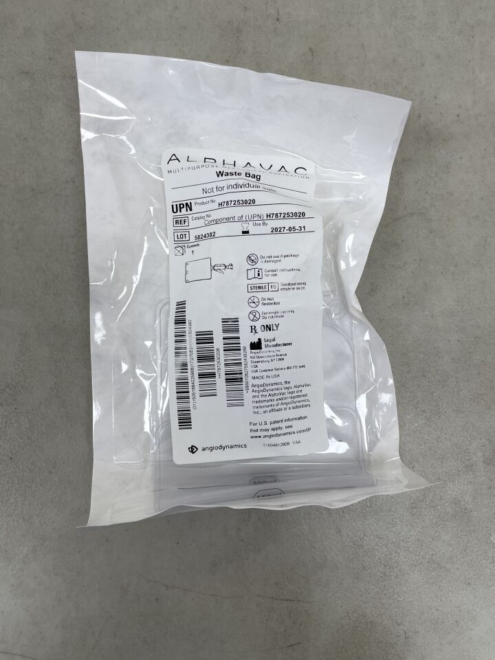 H787253020-WB - ANGIO DYNAMICS - AlphaVac Multipurpose Mechanical Aspiration, Waste Bag (WASTE BAG ONLY), (EA)