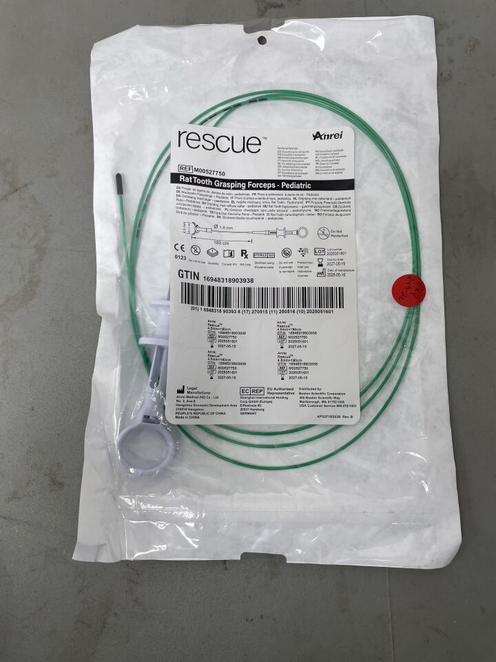 M00527750 - ANREI MEDICAL - Rat Tooth Grasping Forceps Pediatric, 4.5mm x 180cm, (EA)