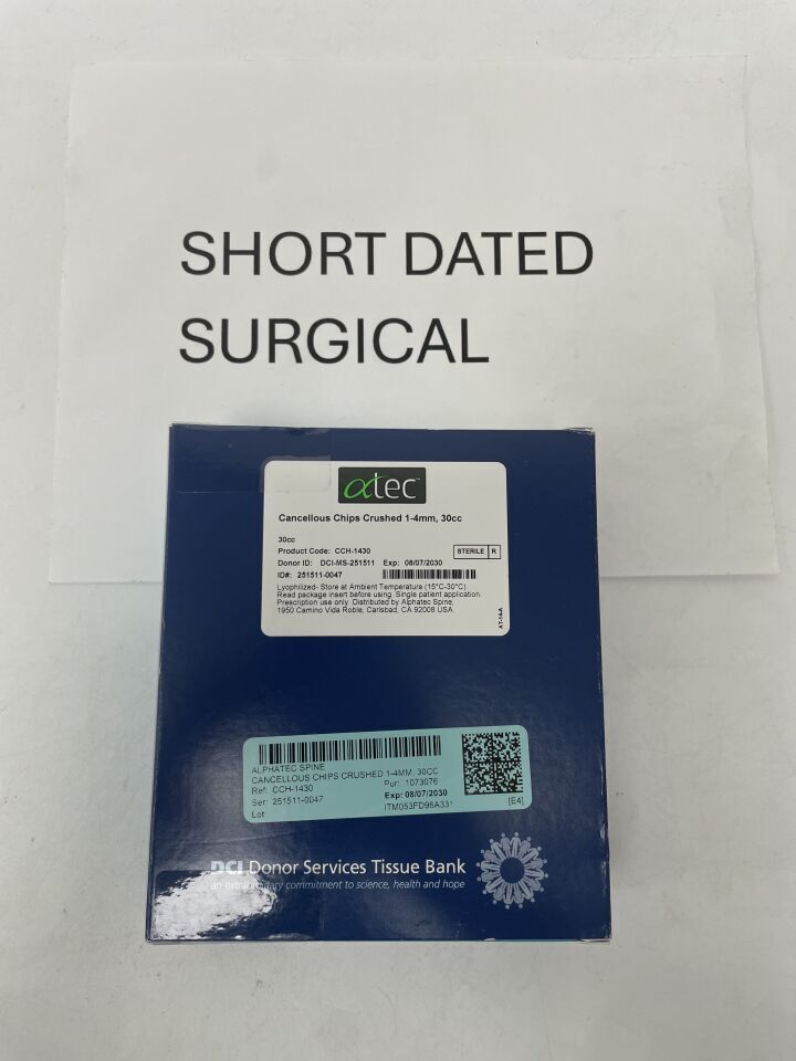 CCH-1430 - ATEC SPINE - Cancellous Chips, Crushed, 1-4mm, 30cc, (BX/1)