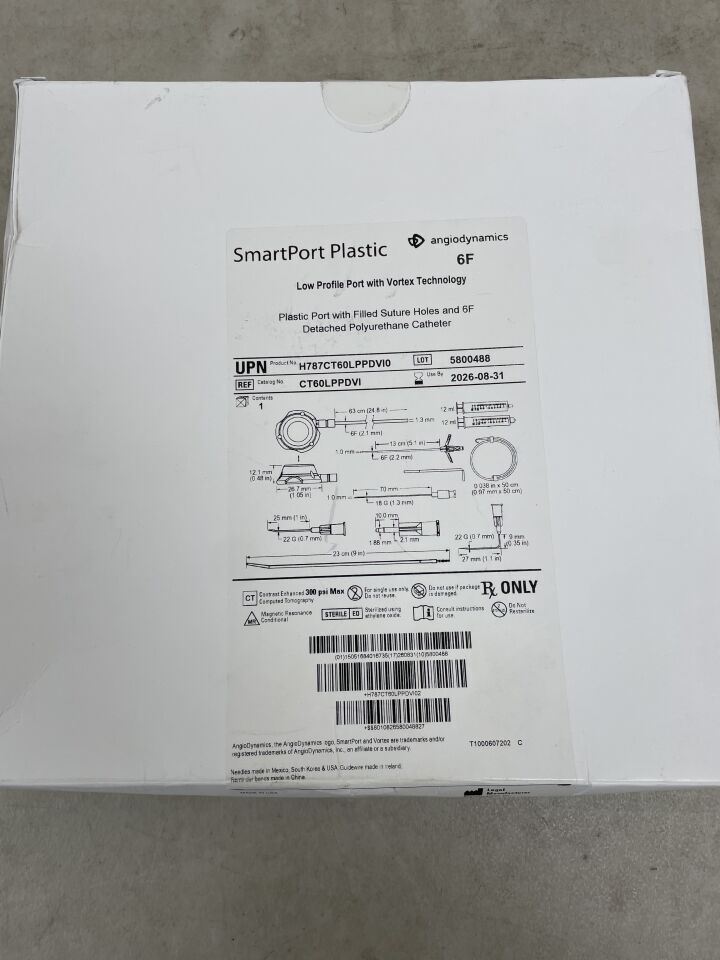 CT60LPPDVI - ANGIO DYNAMICS - SmartPort Plastic Low Profile Port with Vortex Technology, 6F, (BX/1)