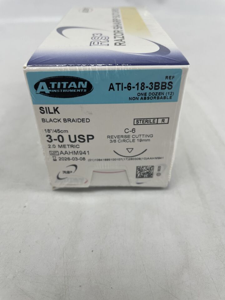ATI-6-18-3BBS - A.TITAN INSRUMENTS - Razor Sharp Sutures 18â, 45cm, (BX/12)