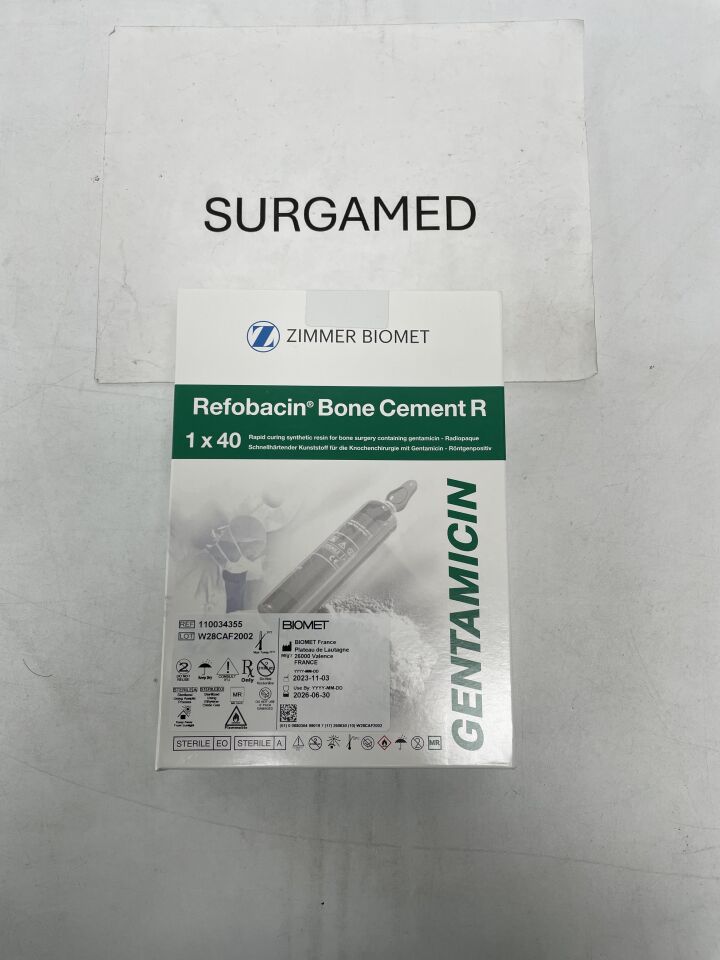 110034355 - BIOMET - Refobacin Bone Cement R, 1 x 40, Green, with Gentamicin, (BX/1)