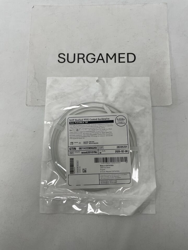 620101N - BOSTON SCIENTIFIC - PTFE Coated Guidewire - Stiff Bodied, Flexible Tip - .038" x 150cm, (EA)