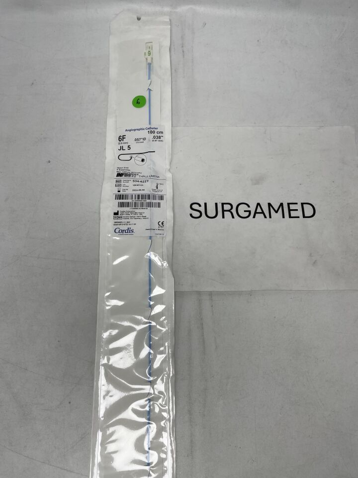 534-622T - CORDIS - Angiographic Catheter INFINITI Thulumen, Open End, 0 Sideholes, 3Fr x 100cm, 0.038", 0.057" ID, JL 5 (L), (EA)