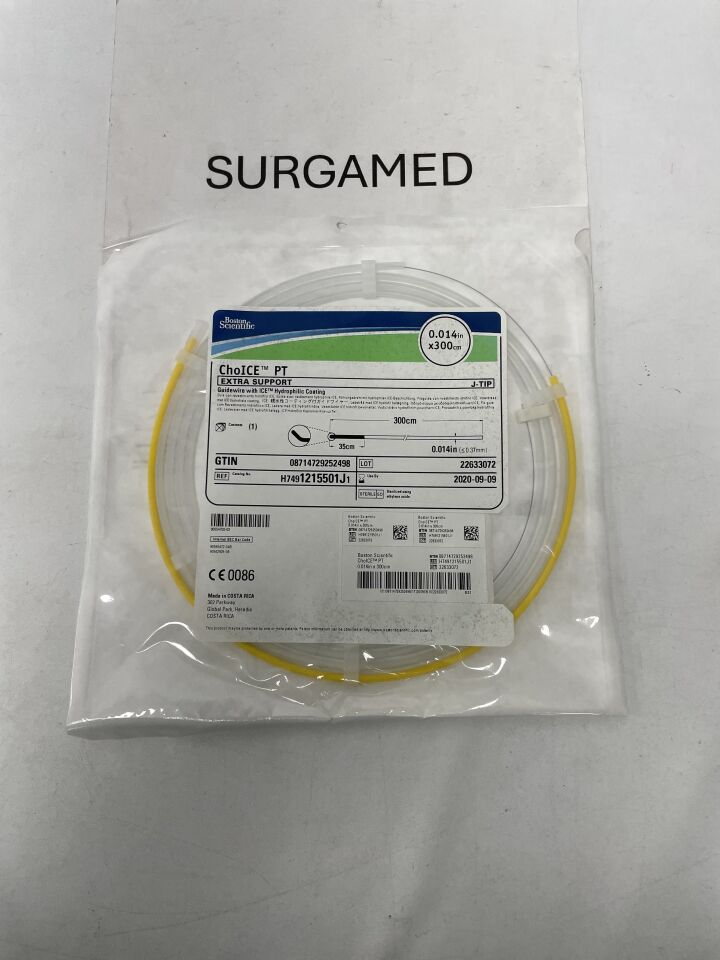 1215501J - BOSTON SCIENTIFIC - ChoICE PT Guidewire with ICE Hydrophilic Coating, Extra Support, J-Tip, 0.014" x 300cm, (EA)