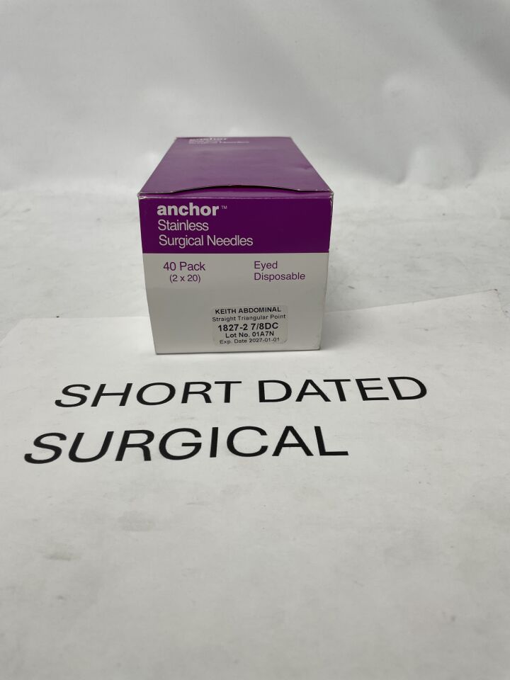 1827-2 7/8DC - ANCHOR - Keith Abdominal Straight Triangular Point Needle, Size - 2 7/8", (BX/40)