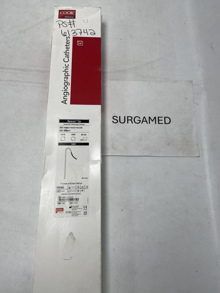 G08677 - COOK - Beacon Tip Torcon NB Advantage Catheter - SIM1 - 5Fr x .038" x 65cm, (BX/5)