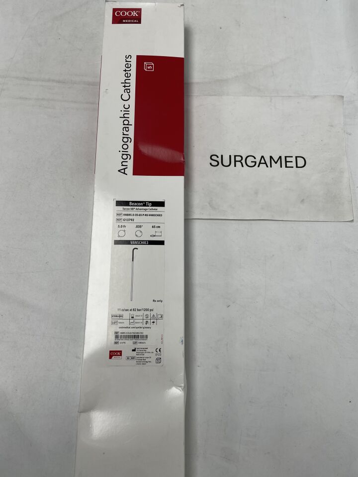 G13792 - COOK - Beacon Tip Torcon NB Advantage Catheter - VANSCHIE3 - 5Fr x .035" x 65cm (L), (BX/5)