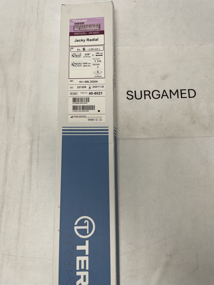 40-6021 - TERUMO - Radifocus Optitorque Angiographic Catheter - Jacky Radial - 6Fr x .038" x 100cm (L), (BX/5)