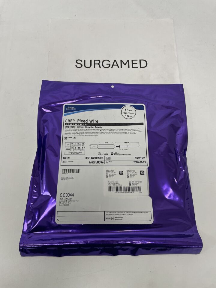 5837 - BOSTON SCIENTIFIC - CRE Fixed Wire Esophageal Balloon Dilatation Catheter, 6FR x 180cm, 15mm/16.5mm/18mm, ()