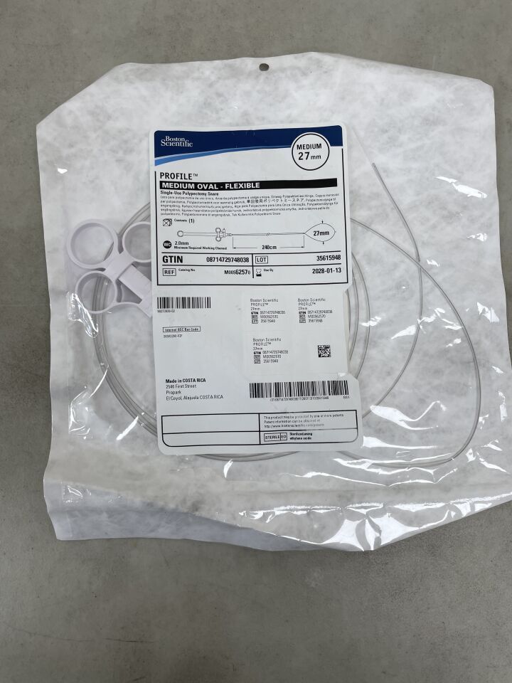 6257 - BOSTON SCIENTIFIC - PROFILE SINGLE-USE POLYPECTOMY SNARE - MEDIUM OVAL, FLEXIBLE - 27MM | Full catalog ref: M00562570 | Short ref: 6257, (EA)