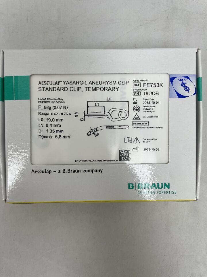 FE753K - B BRAUN - aesculap yasargil temp std-clip slt-cvd 8.4mm, (BX/1)