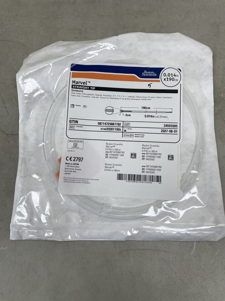 39301190 - BOSTON SCIENTIFIC - Marvel Guidewire - Straight Tip - .014" x 190cm | Full catalog ref: H749393011900 | Short ref: 39301190, (EA)