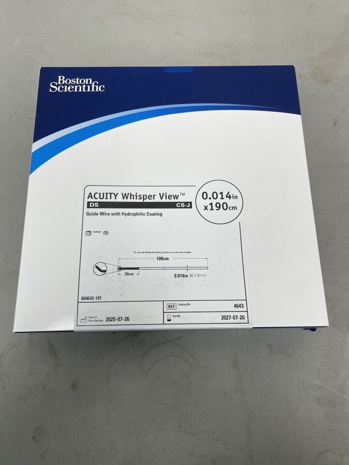 4643 - BOSTON SCIENTIFIC - ACUITY Whisper View Guidewire with Hydrophilic Coating - DS, CS-J - .014" x 190cm, (BX/5)