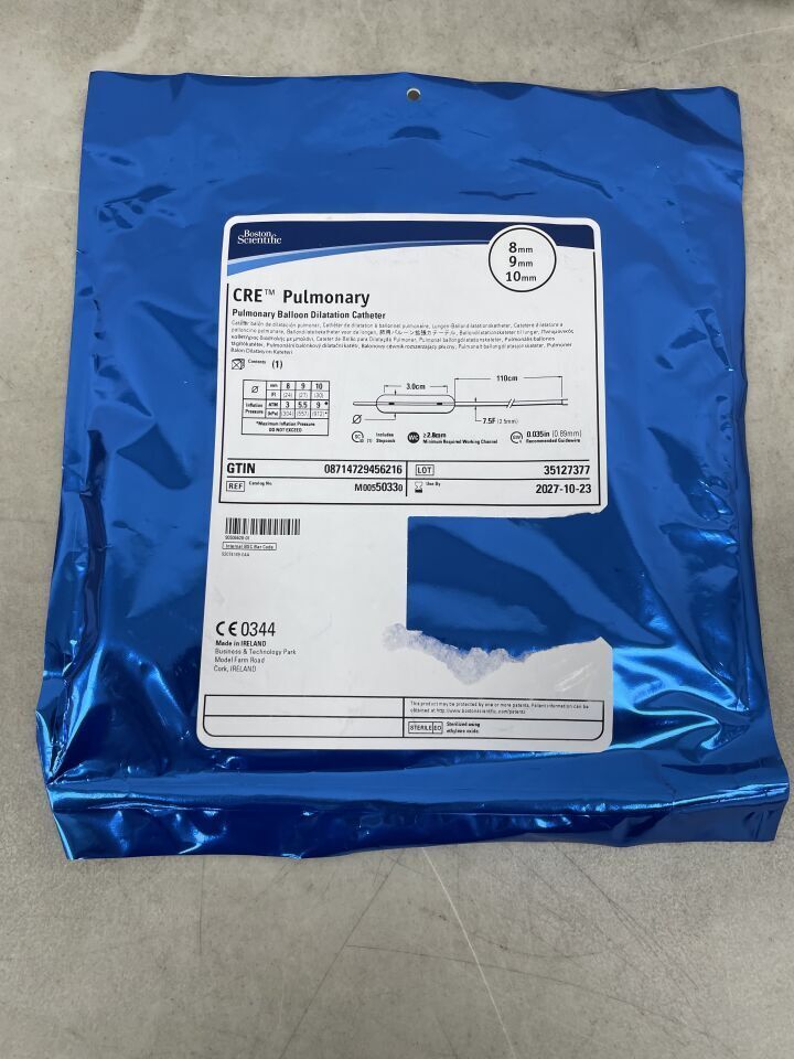 5033 - BOSTON SCIENTIFIC - CRE Pulmonary Balloon Dilatation Catheter - 8mm x 9mm x 10mm | Full catalog ref: M00550330 | Short ref: 5033, (EA)