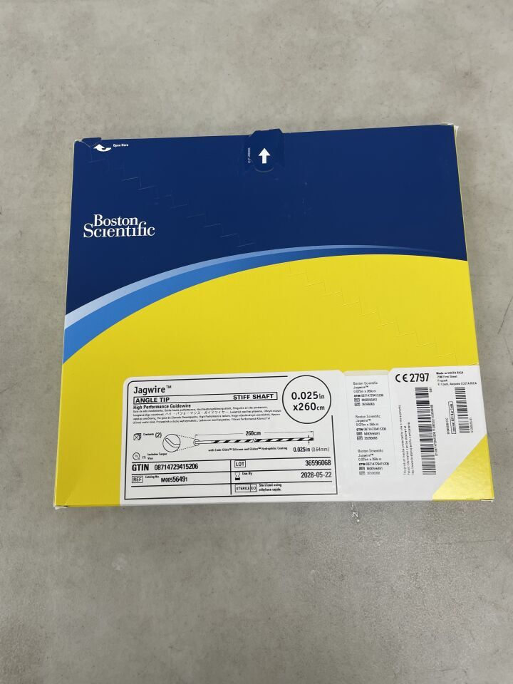 5649 - BOSTON SCIENTIFIC - Jagwire High Performance Guidewire - Angle Tip, Stiff Shaft - .025'' x 260cm | Full catalog ref: M00556490 | Short ref: 5649, (BX/2)
