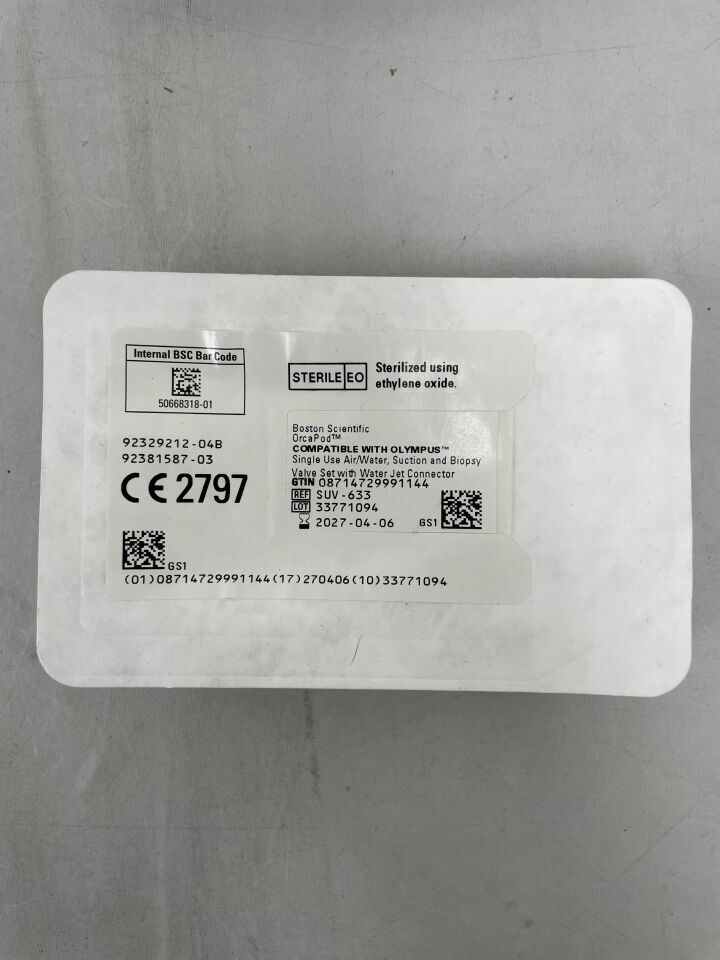 SUV-633 - BOSTON SCIENTIFIC - OrcaPod, Air/Water, Suction and Biopsy Valve Set with Water Jet Connector, (EA)
