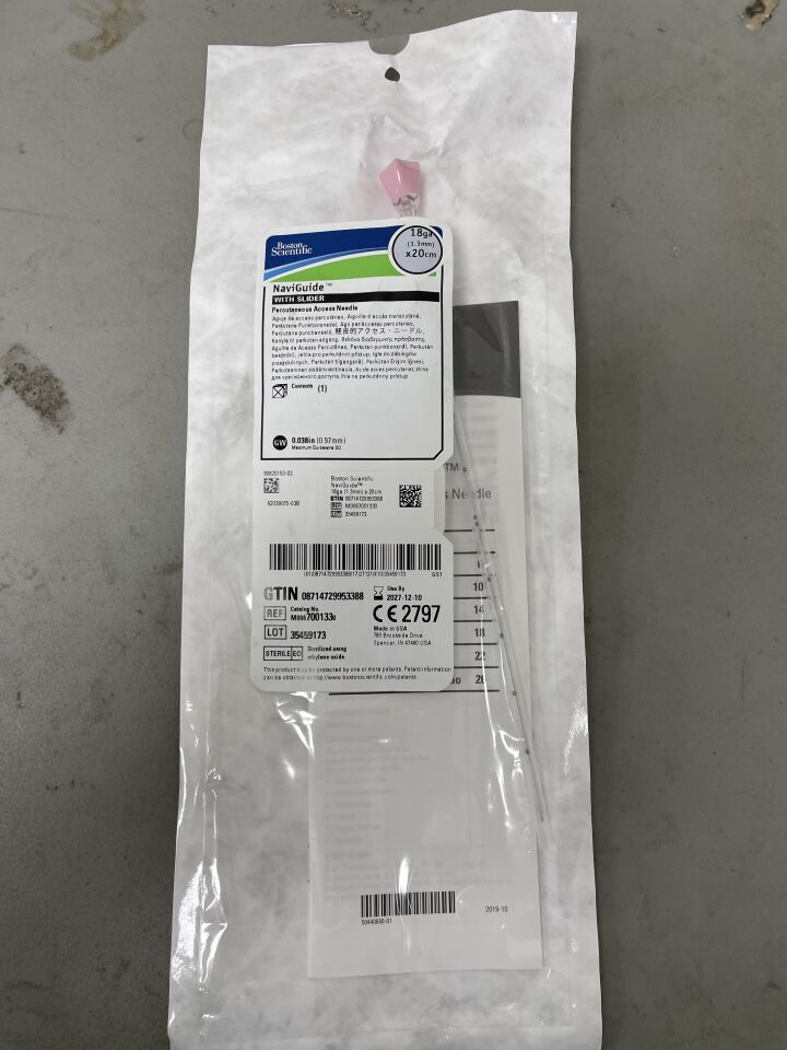 700133 - BOSTON SCIENTIFIC - Naviguide Percutaneous Access Needle with Slider, 18G x 20cm | Full catalog ref: M0067001330 | Short ref: 700133, (EA)