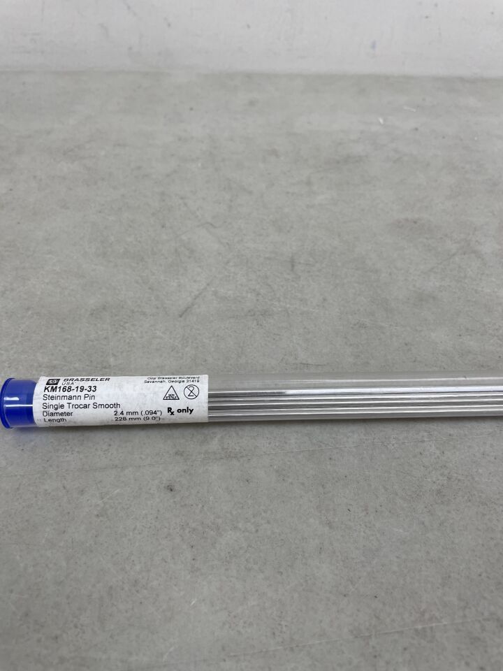 KM168-19-33 - BRASSELER - Steinmann Pin, Single Trocar Smooth, 2.4mm diameter, 228mm length (6 Per Tube), ()